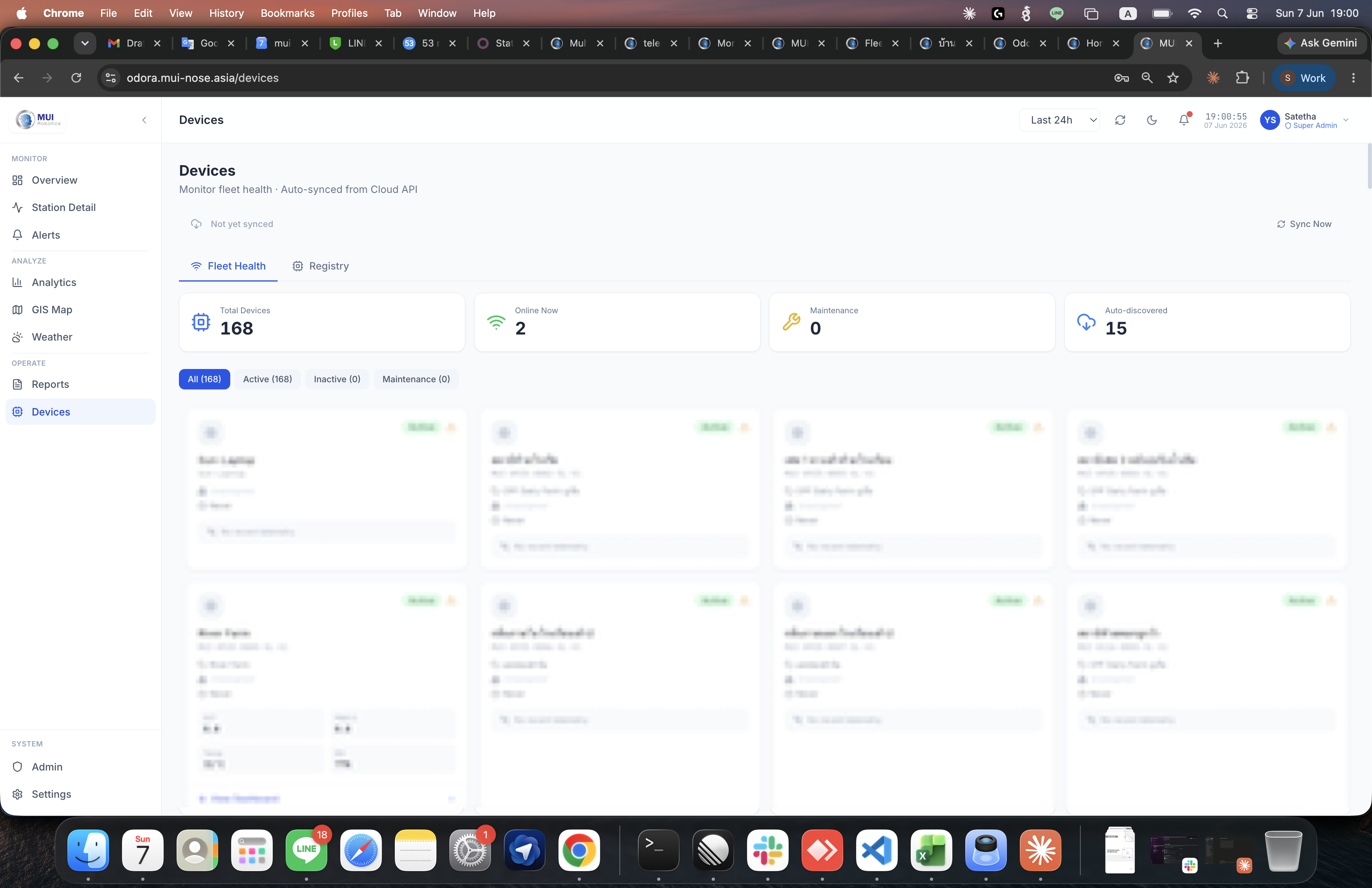 Devices — live fleet-health view and the editable device registry.